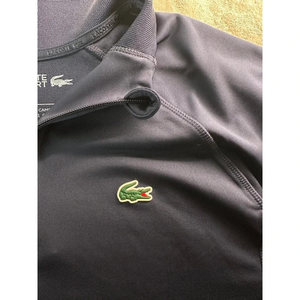 Lacoste Performance High-Neck Midlayer Golf Sweatshirt Mens XL Navy Blue 1/4 Zip